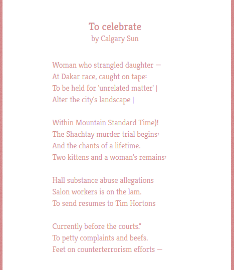 Calgary Sun poem Twitter