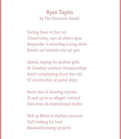 Chronicle Herald poem