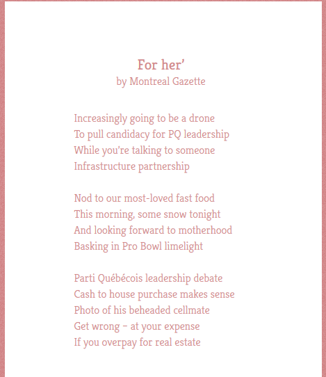 Montreal Gazette Twitter poem