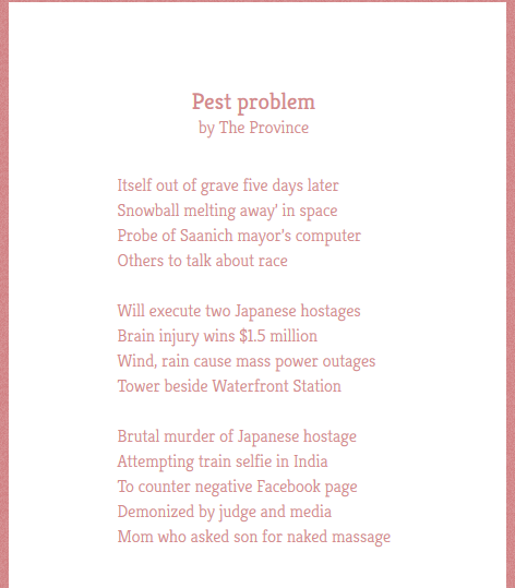 Vancouver Province Twitter Poem